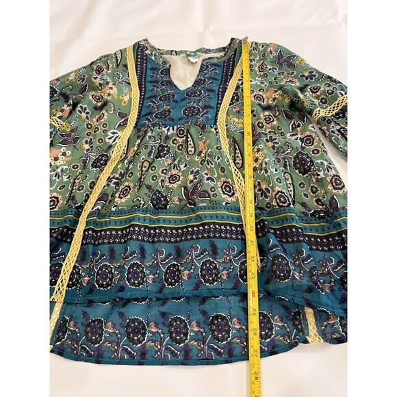 Sundance Women’s Sz S Blue Floral Pullover Tunic Resort Boho Puff Sleeves NEW d - Picture 8 of 11